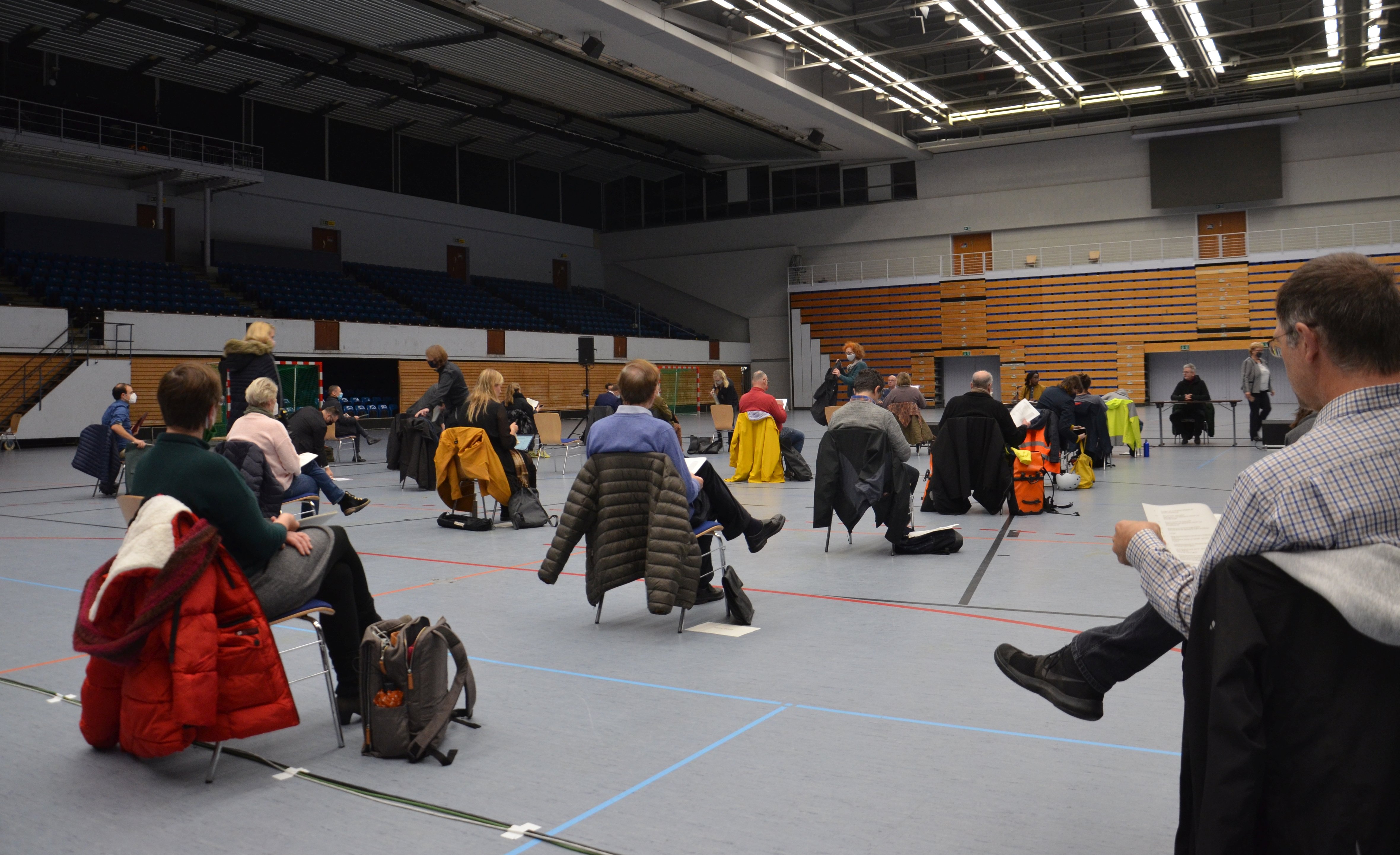 Blick in den "Sitzungssaal", die Sporthalle Hamburg